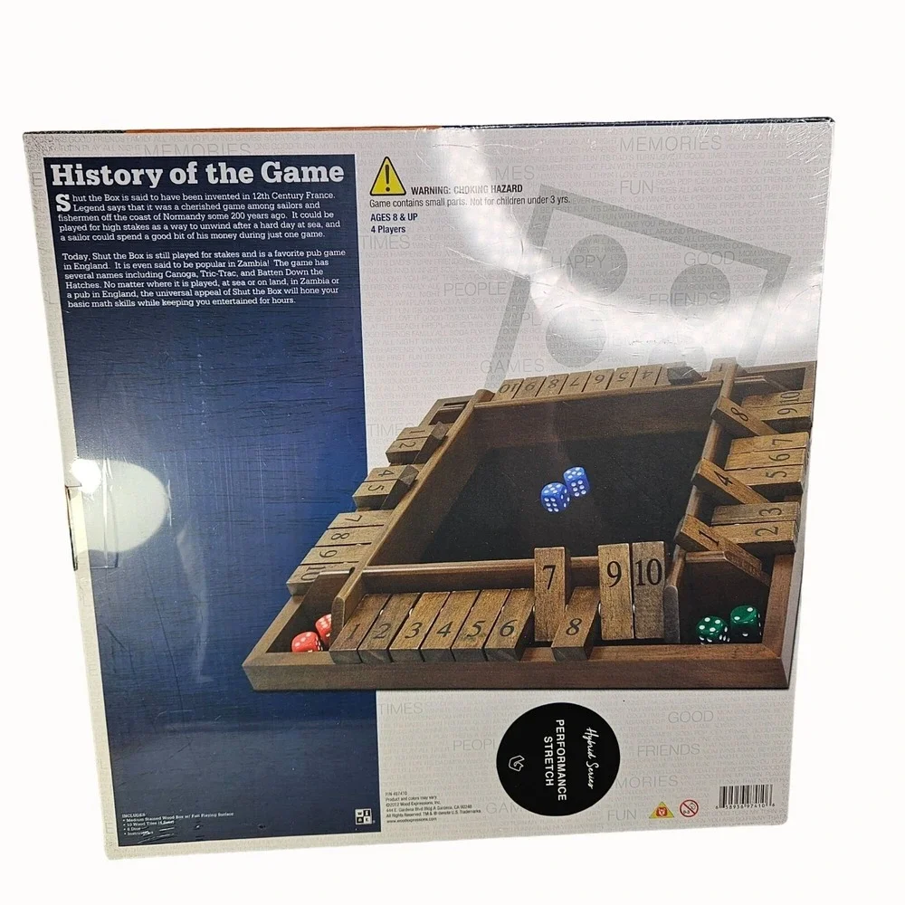 Shut The Box Wooden Board Game With Dice 4 Players Family Party Game Night New